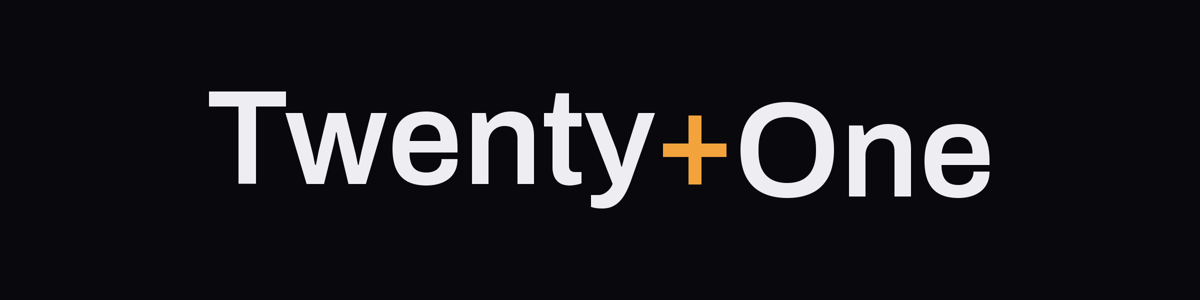 Twenty+One wordmark on dark